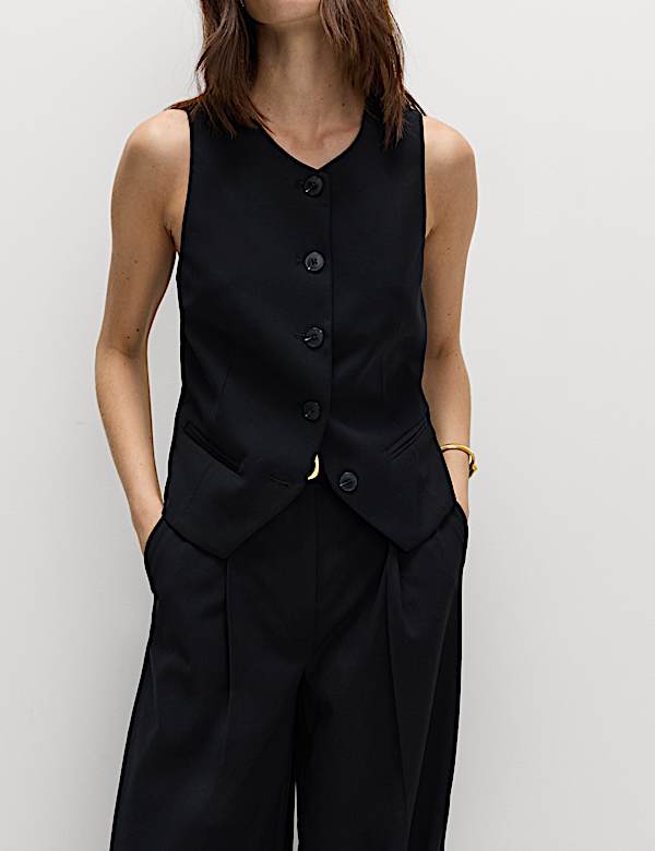 Collarless Button-Through Waistcoat