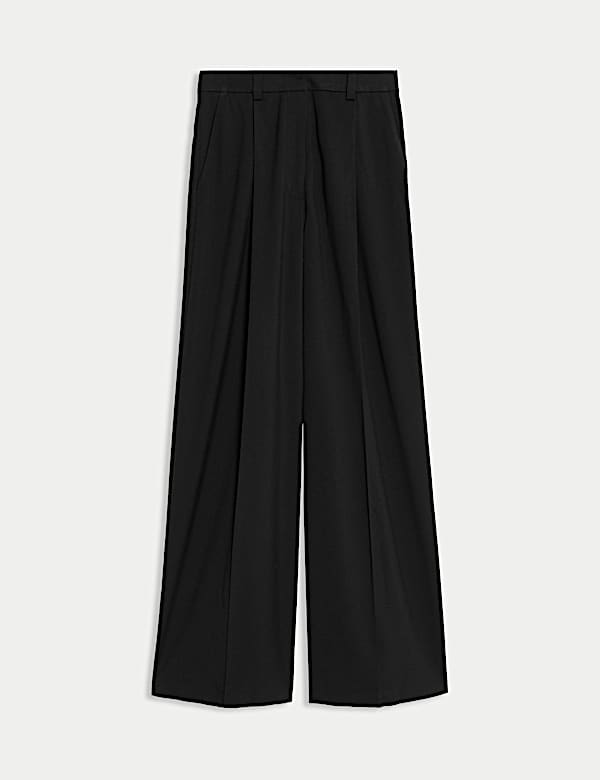 Pleated Wide Leg Trousers - US