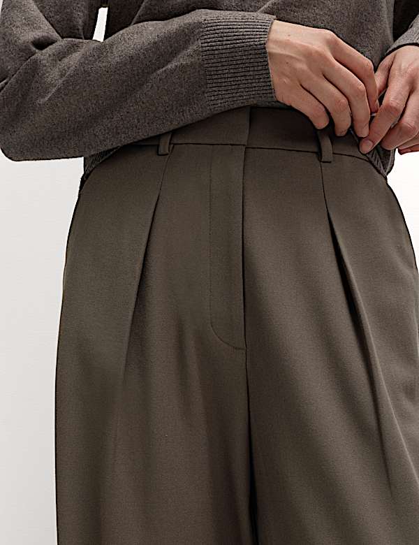 Woven Barrel Leg Trousers with Stretch - CH