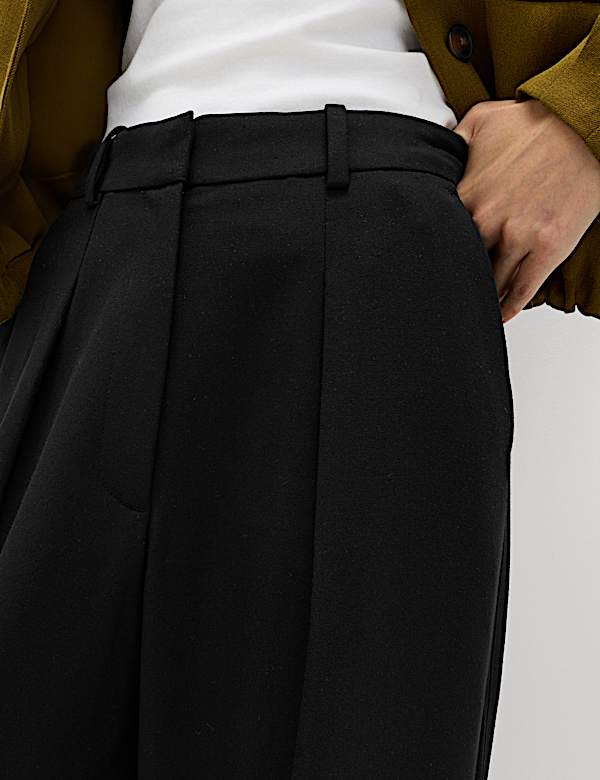 Woven Barrel Leg Trousers with Stretch