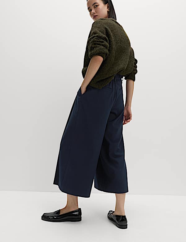 Woven Pleated Wide Leg Culottes - US