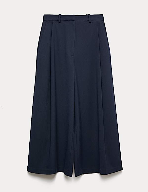 Woven Pleated Wide Leg Culottes - US