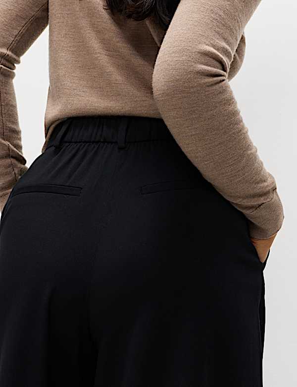 מכנסי קולוט ארוגים בגזרה רחבה עם קפלים - IL