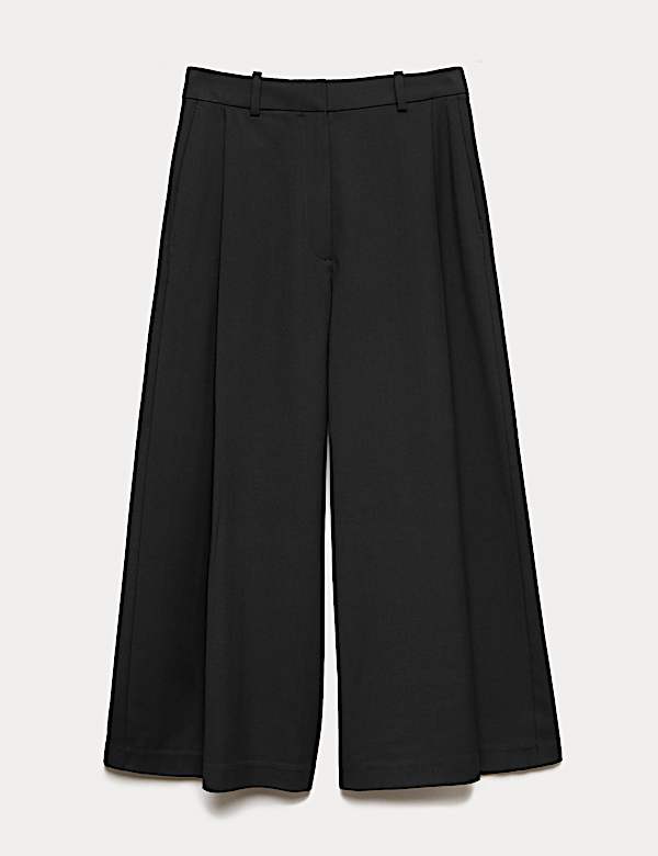 Woven Pleated Wide Leg Culottes - FI