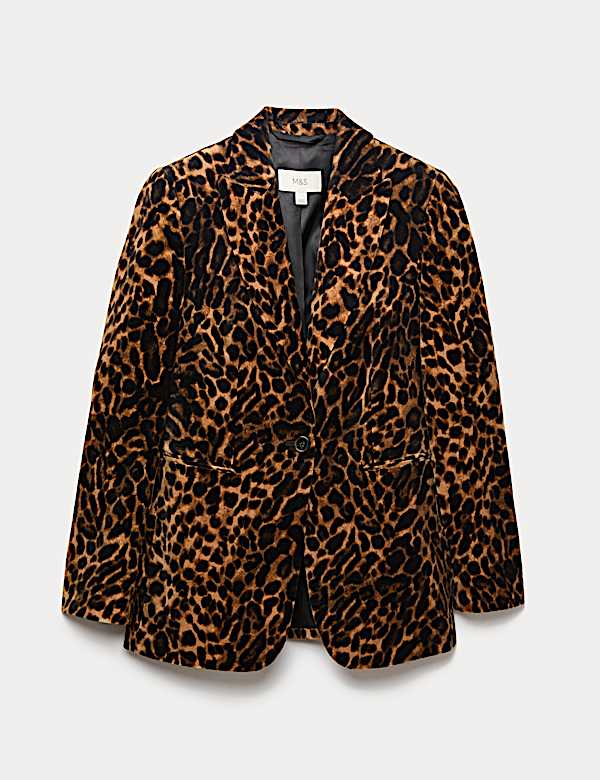 Cotton Velvet Leopard Single Breasted Blazer - MX