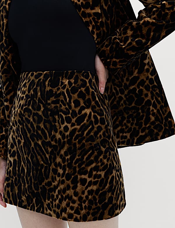 Minifalda de terciopelo de algodón con estampado animal - ES