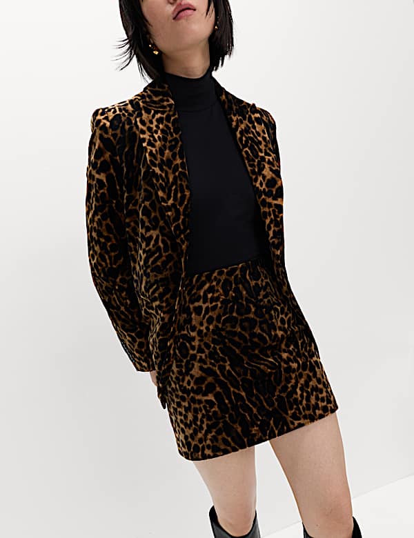 Cotton Rich Velvet Animal Print Mini Skirt - AT