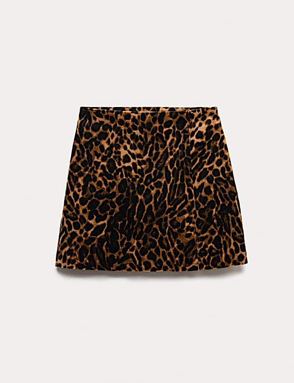 Cotton Rich Velvet Animal Print Mini Skirt - AT