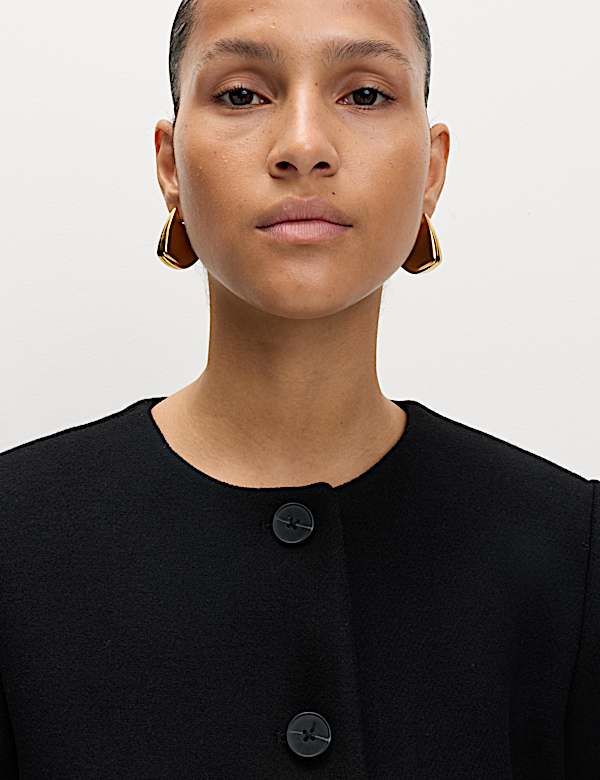 Collarless Jacket with Wool - BG