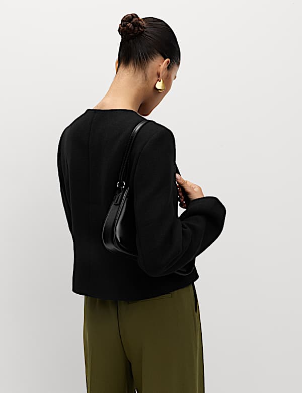 Collarless Jacket with Wool - BG