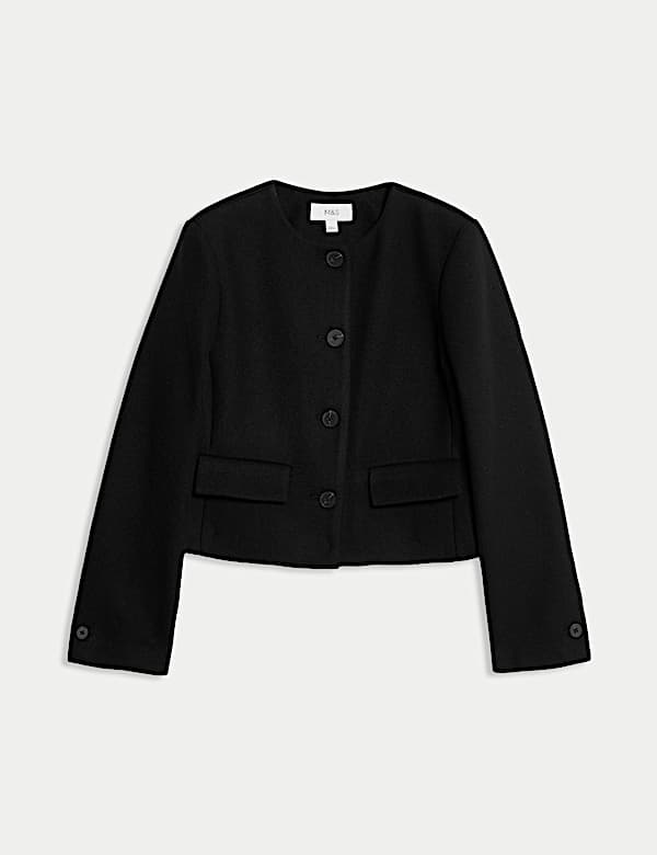 Collarless Jacket with Wool - BG