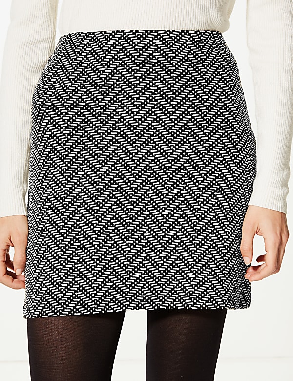 Printed Jersey A-Line Mini Skirt