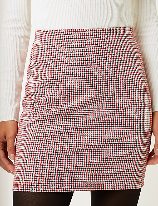 Jersey Checked A-Line Mini Skirt
