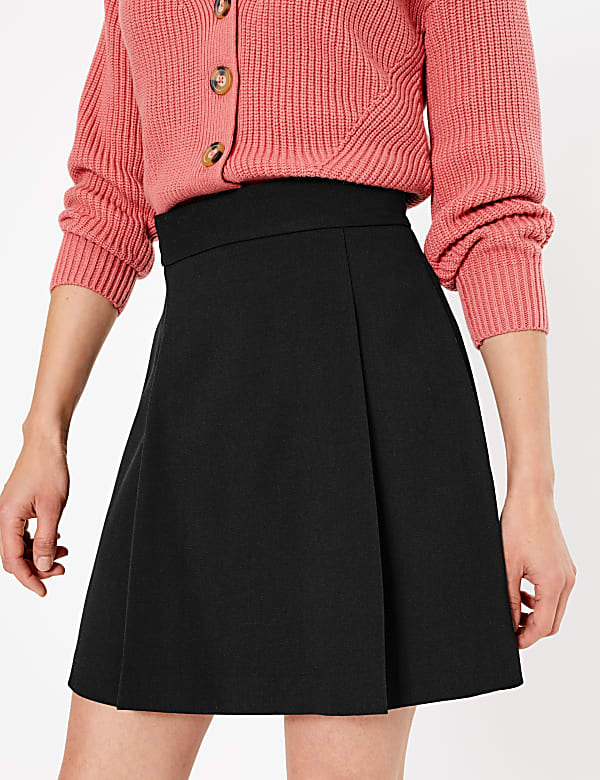 Pleat Front Mini Skirt
