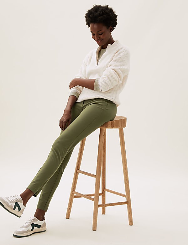 Skinny Ankle Grazer Trousers with Stretch