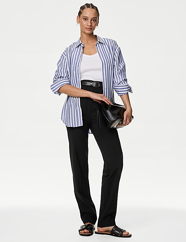Straight Leg Trousers with Stretch - US