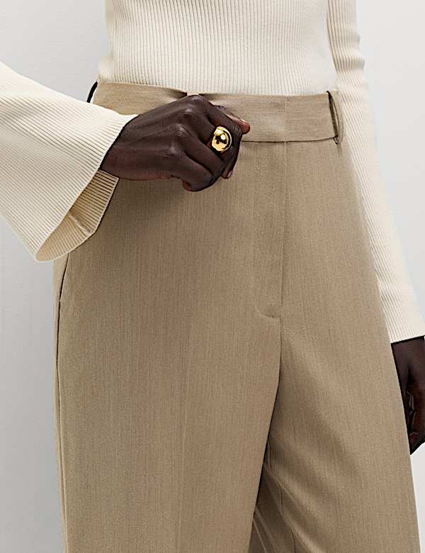 Broek met wijde pijpen en geplooide voorkant - BE