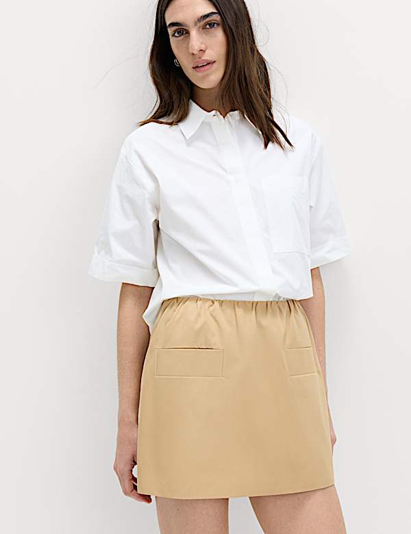 Pure Cotton Twill Mini A-Line Skirt
