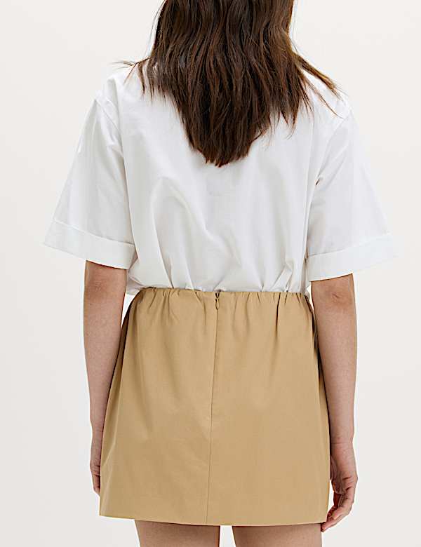Pure Cotton Twill Mini A-Line Skirt - CA