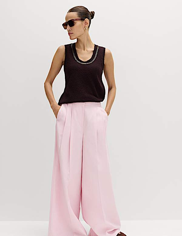Lyocell Rich Pleat Front Palazzo Trousers - CY