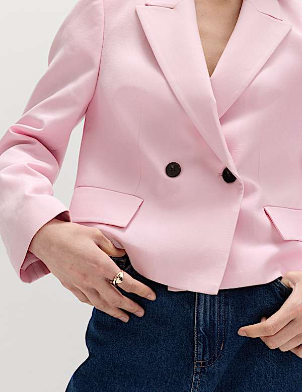 Relaxed Double Breasted Blazer with Linen - JE