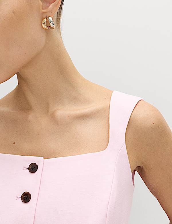 Tailored Strappy Cropped Waistcoat with Linen - CA