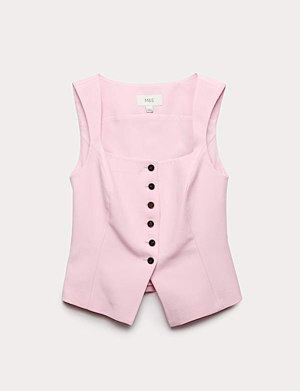 Tailored Strappy Cropped Waistcoat with Linen - CA