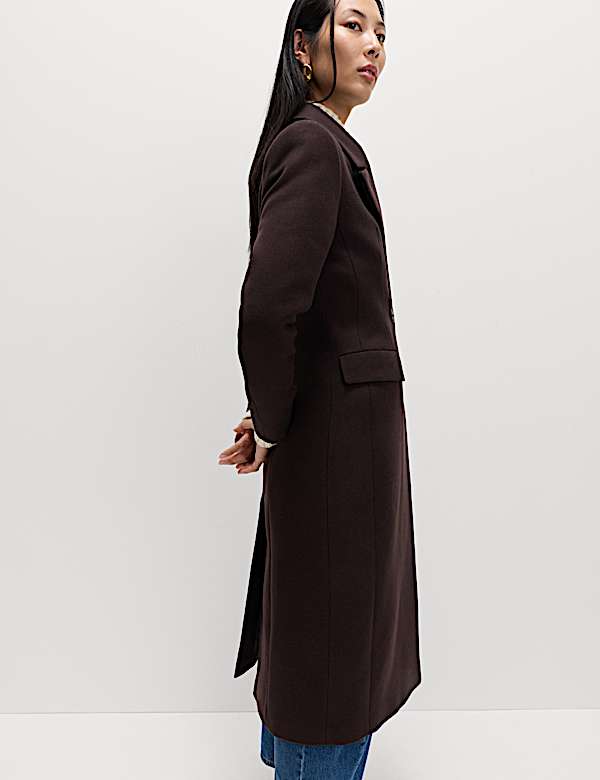 Waisted Double Breasted Longline Tailored Coat - FR