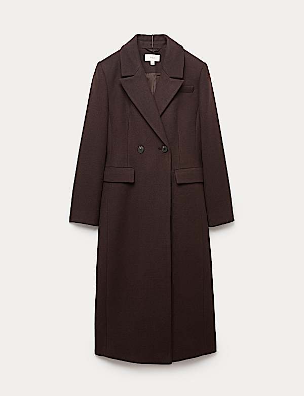 Waisted Double Breasted Longline Tailored Coat - FR