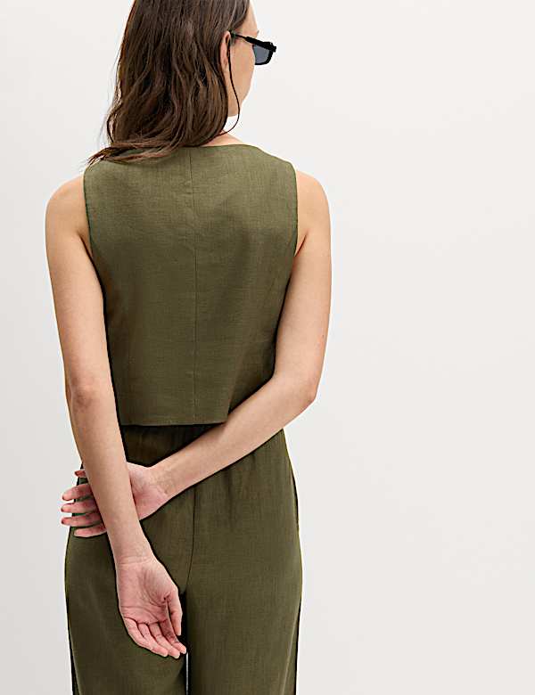 Linen Rich Twill Button Through Waistcoat - VN
