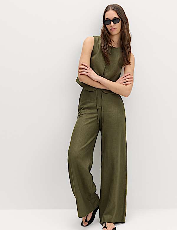 Linen Rich Twill Button Through Waistcoat - VN