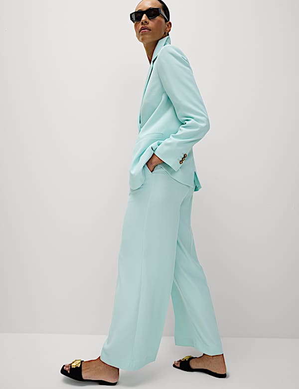 Single Pleat Wide Leg Trousers - NO