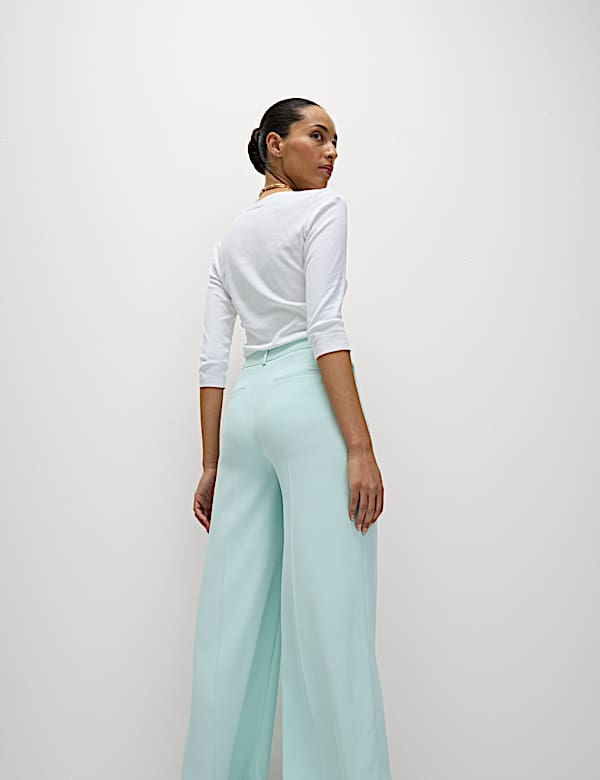 Single Pleat Wide Leg Trousers