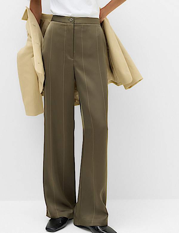 Satinhose mit geradem Bein und Nadelstreifen - DE