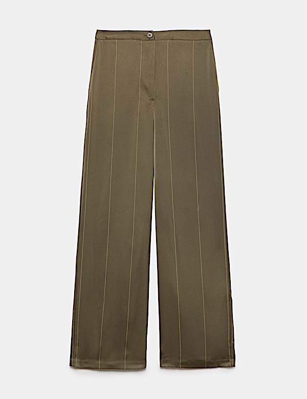 Satinhose mit geradem Bein und Nadelstreifen - DE