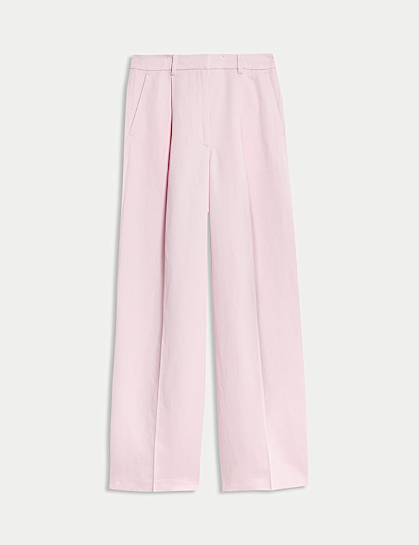 Pantalon en sergé de lin brillant coupe large et ajustée - BE