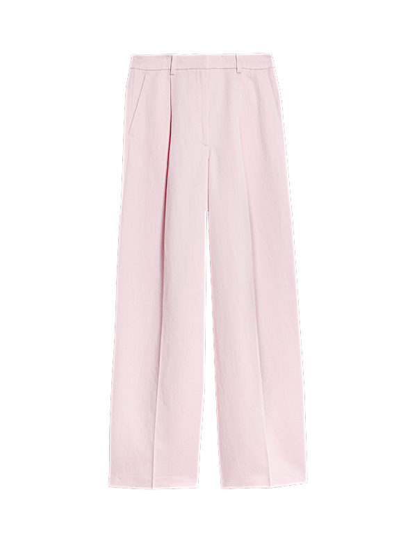 Sheen Linen Twill Tailored Wide Leg Trousers