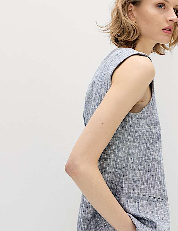 Linen Blend Striped Waistcoat