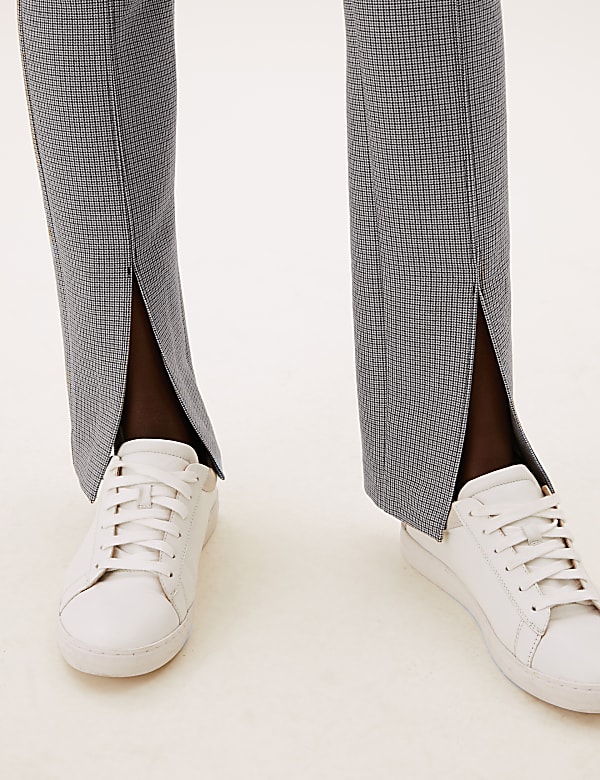 Checked Split Front Skinny Trousers