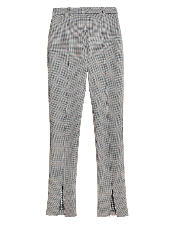 Checked Split Front Skinny Trousers