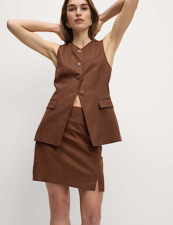 Linen Blend Mini Slip Skirt
