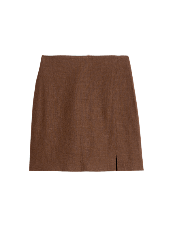 Linen Blend Mini Slip Skirt