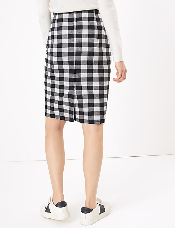Gingham Fitted Pencil Skirt