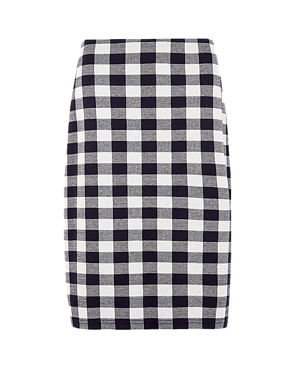 Gingham Fitted Pencil Skirt