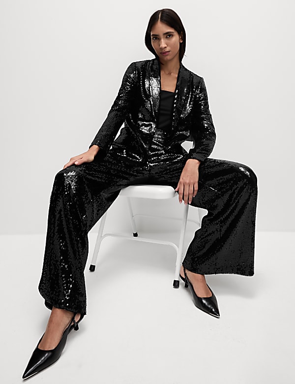 Hose mit weitem Bein und Pailletten - AT