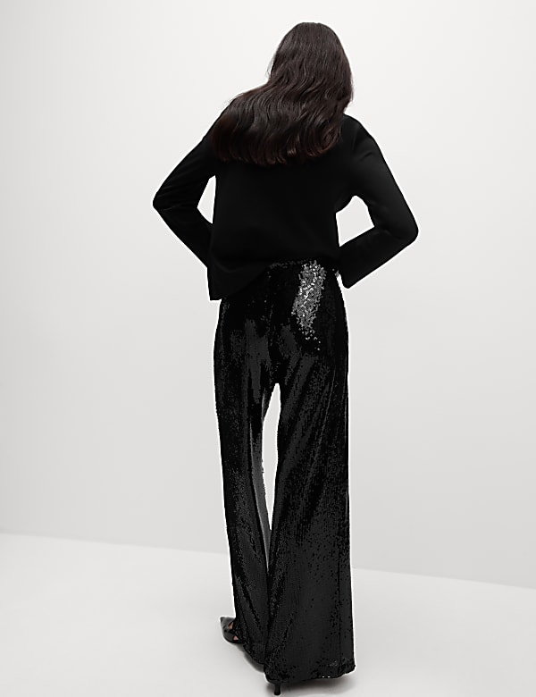 Hose mit weitem Bein und Pailletten - AT