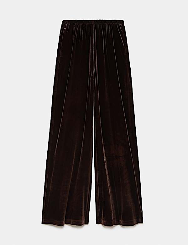 Velvet Pull On Wide Leg Trousers - LT
