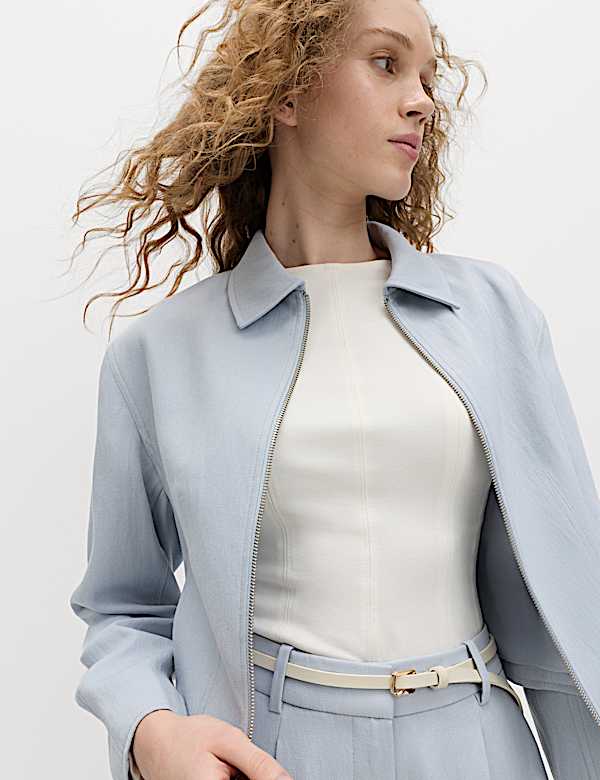 Zip Through Jacket with Linen - FI