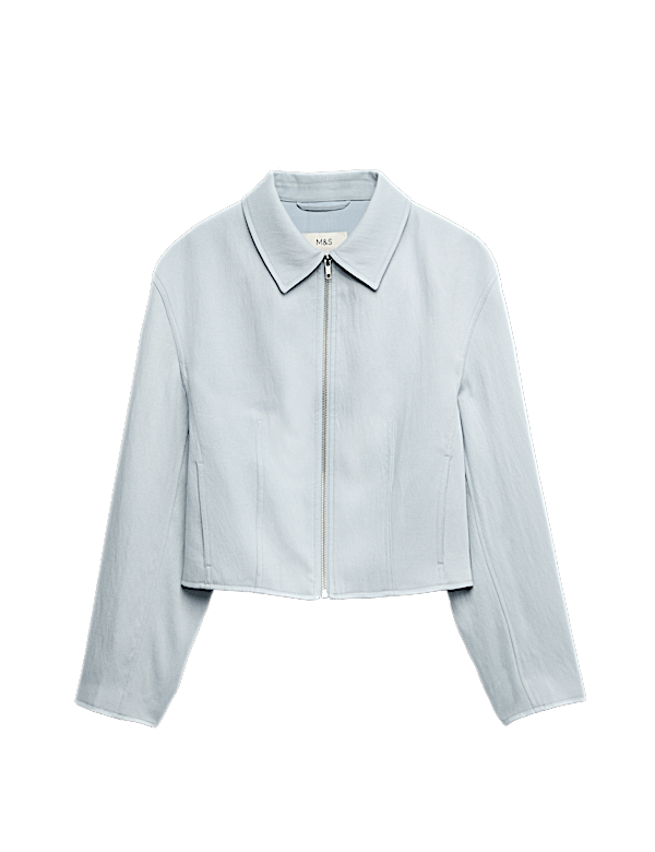 Zip Through Jacket with Linen