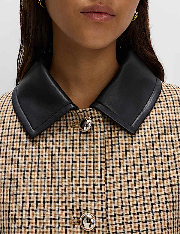 Checked Collared Car Coat - US